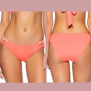 NWT Becca [ Small ] Delilah Avery Crochet-Side Bikini Bottoms in‎ Coral